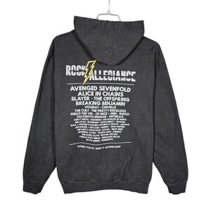Rock Allegiance Festival Hoodie Mens Large Zip Up Bands Concert Music Black